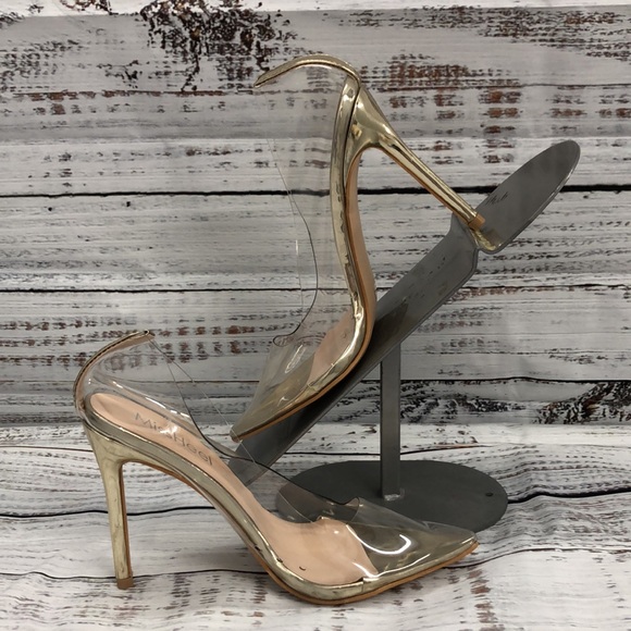 Miss Heel Clear and Gold Heels - Picture 3 of 12